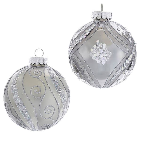 Kurt S. Adler 6pc. Matte & Shiny Glitter Glass Ball Ornaments Set - image 