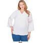 Plus Size Ruby Rd. Red White & New Woven Solid Gauze Blouse - image 3