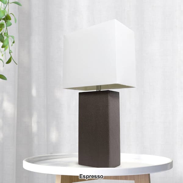 Lalia Home Lexington 21in. Leather Base Modern Home Table Lamp