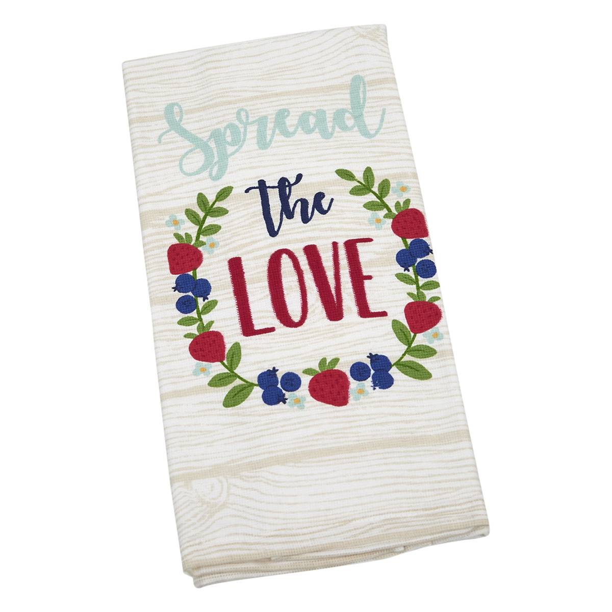 Spread Love Woodgrain Print Kitchen Towel