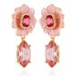 GUESS Pink Floral Clip On Drop Earrings - image 2