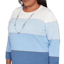 Plus Size Alfred Dunner Ann Arbor Color Block Lace Trim Sweater