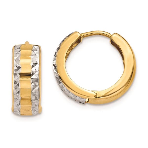 Gold Classics&#40;tm&#41; 14kt. Gold Rhodium Textured Hoop Earrings - image 