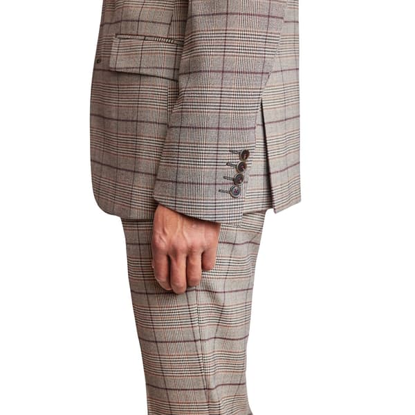 Mens Paisley & Gray® Peak Plaid Jacket - Tan/Burgundy