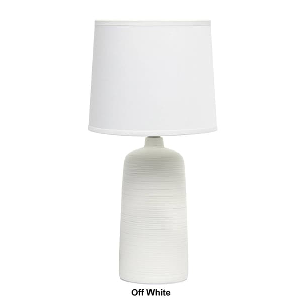Simple Designs Textured Linear Ceramic Table Lamp w/Fabric Shade