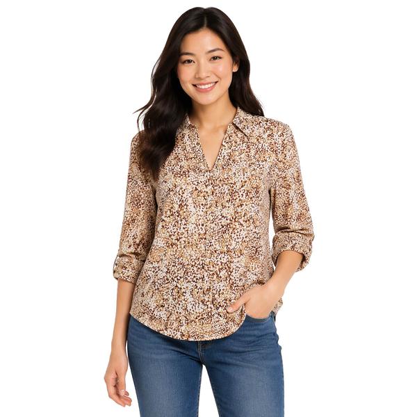 Juniors A. Byer Cheetah Portifino Button Up Blouse