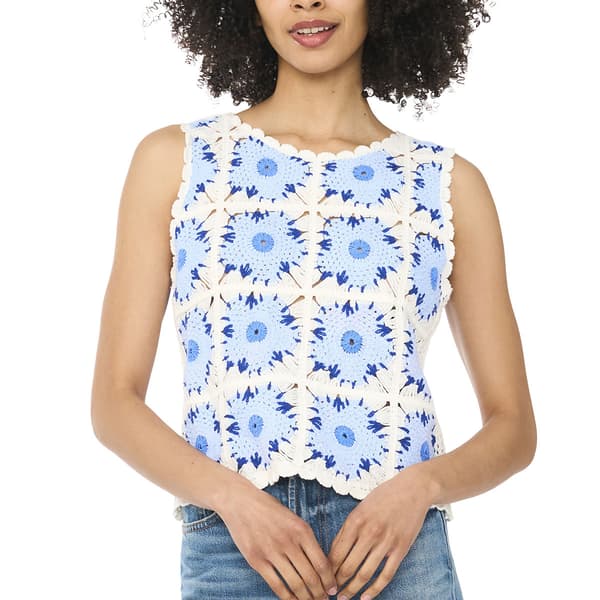Womens Cece Sleeveless Floral Crochet Sweater - image 