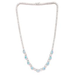 Gianni Argento Fine Silver Plated Blue Topaz Frontal Necklace