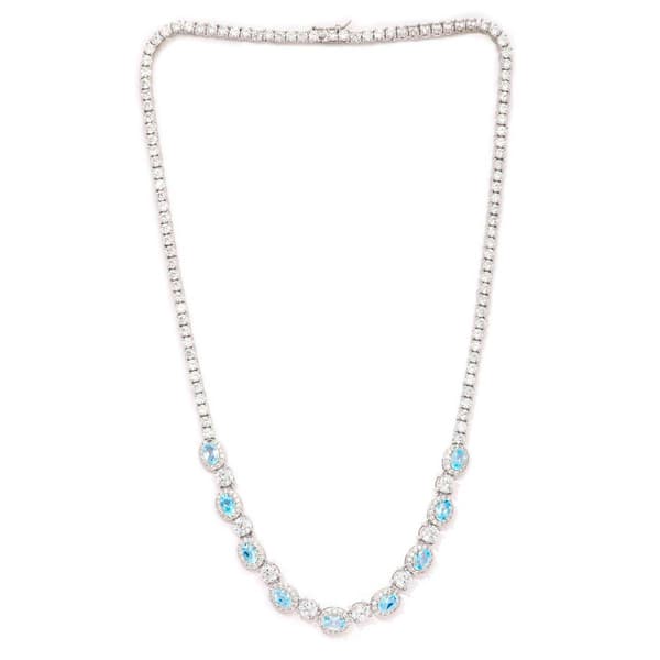 Gianni Argento Fine Silver Plated Blue Topaz Frontal Necklace - image 