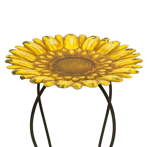 Alpine Embossed Metal Sunflower Birdbath