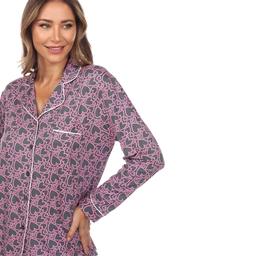 Womens White Mark Long Sleeve Heart Print Pajama Set