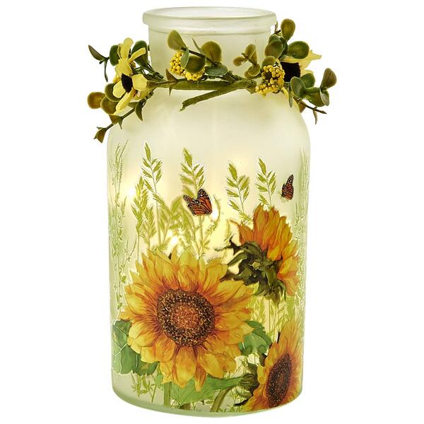 Transpac Sunflower & Bee LED Lantern - image 