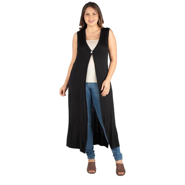 Plus Size 24/7 Comfort Apparel Cardigan Duster Vest