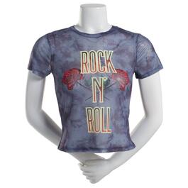 Juniors No Comment Rock &amp; Roses Mesh Graphic Baby Tee