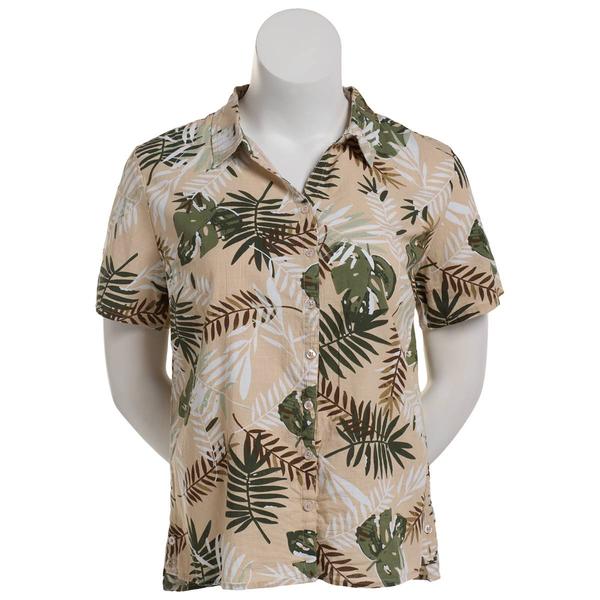 Plus Size Erika Hayden Palm Print Campshirt - image 