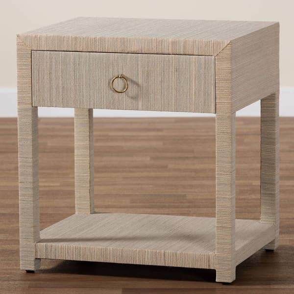 bali & pari Nata Bohemian Woven Natural Grasscloth Nightstand