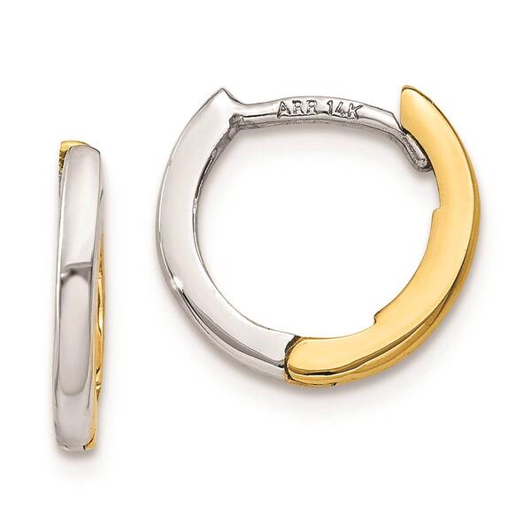 Gold Classics&#40;tm&#41; 14kt. Two-Tone 1.35mm Hinged Hoop Earrings - image 