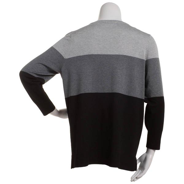 Plus Size Retrology Color Block Crew Neck Sweater