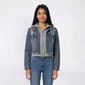 Juniors Love Tree Crop Layer Denim Jacket with Fleece Hood - image 1