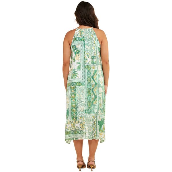 Womens Mlle Gabrielle Sleeveless Patchwork Uneven Hem Shift Dress