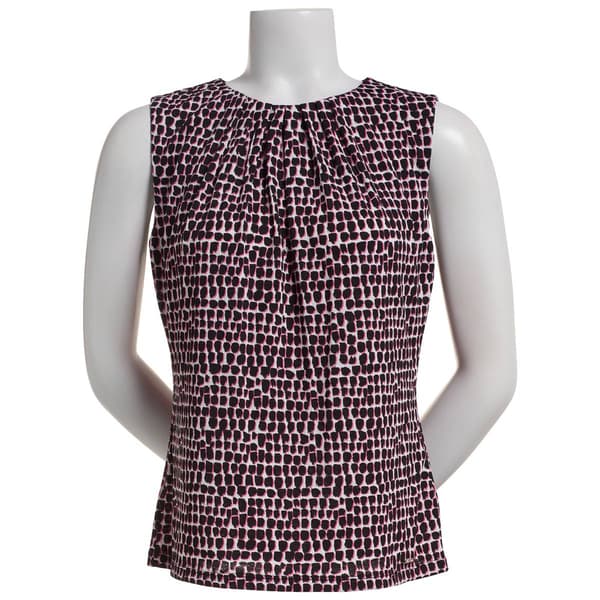 Womens Calvin Klein Sleeveless Pleated Neck Dots Blouse - image 