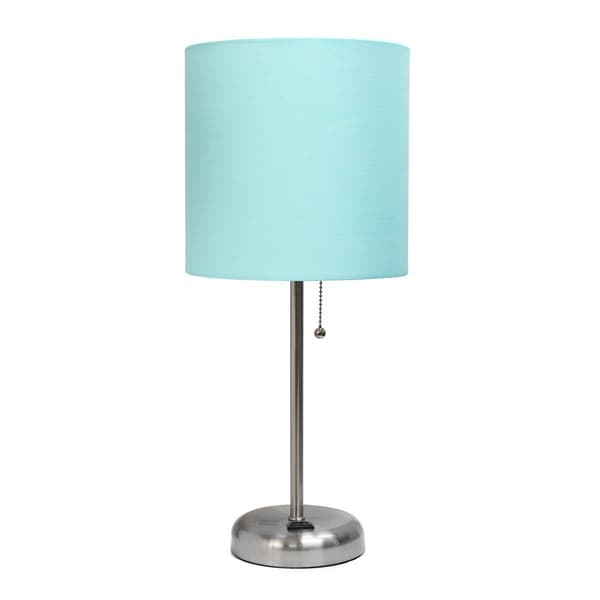 LimeLights White Stick Lamp w/Charging Outlet & Fabric Shade - image 
