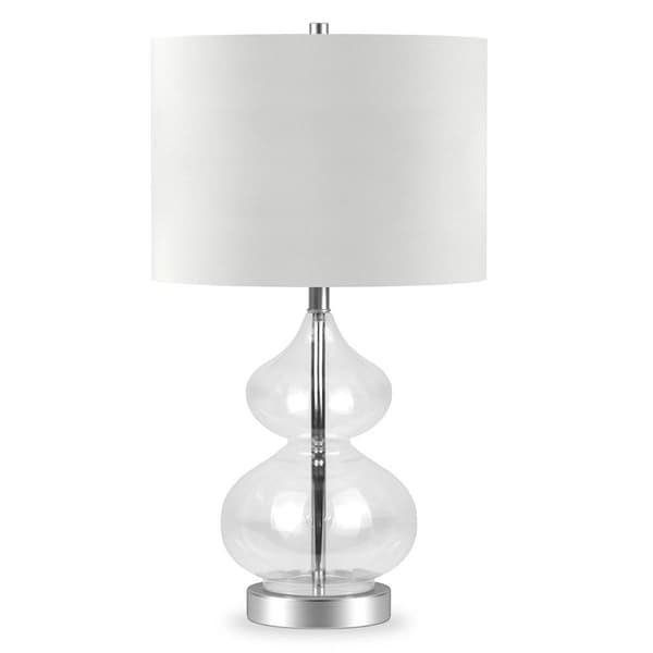 HomeRoots 23in. Clear Glass Gourd Table Lamp