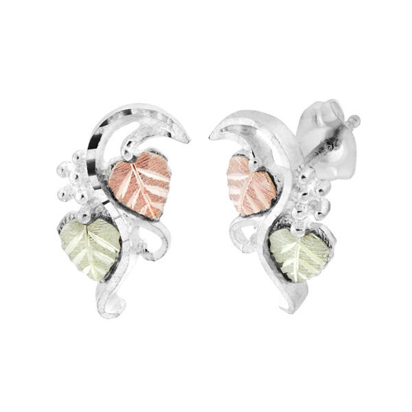 Black Hills Gold Sterling Silver Swirl & Grape Earrings - image 