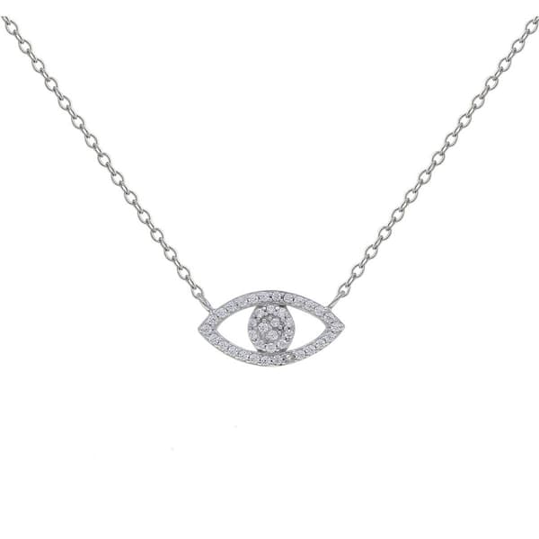 Sterling Silver Cubic Zirconia Evil Eye Necklace - image 