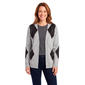 Petite Olive & Vine Long Sleeve Argyle Open Front Cardigan - image 2