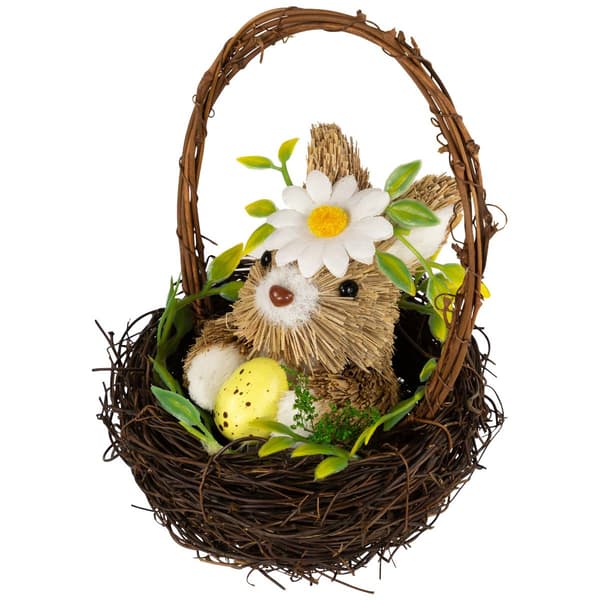 Northlight Seasonal Twig Basket with Rabbit Easter D&#233;cor