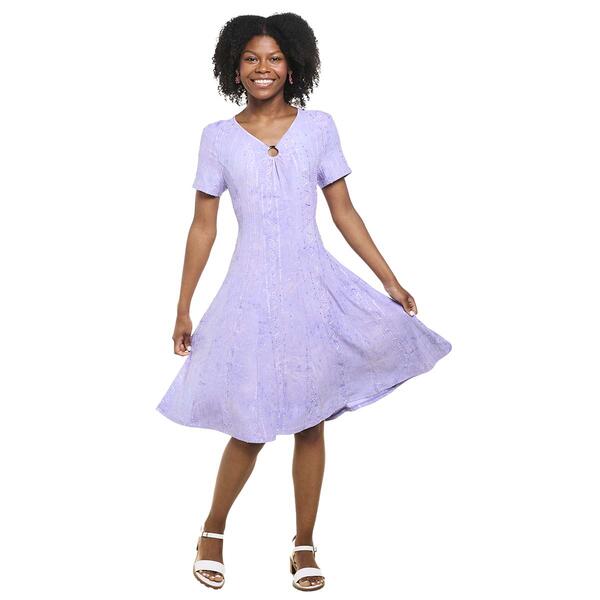 Womens Sami & Jo Short Sleeve Tie Die Gem O-Ring Shift Dress - image 