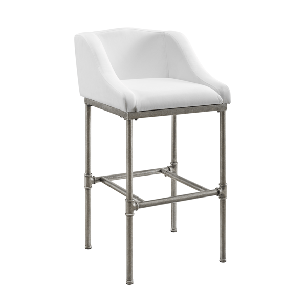 HH2 Home Dillon Low Profile Wingback White Bar Height Stool