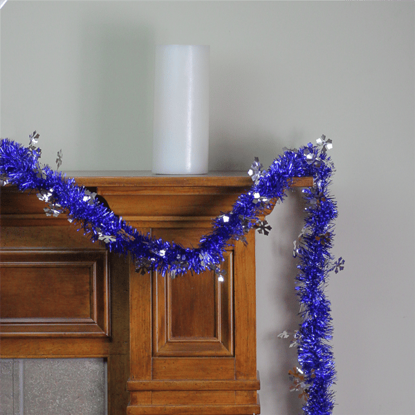Northlight 50ft. Lavish Blue Christmas Tinsel Snowflake Garland