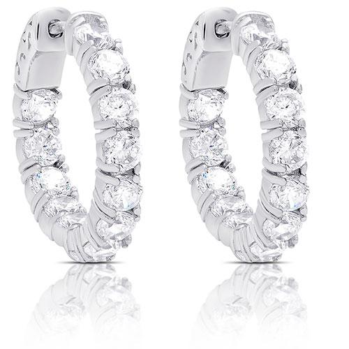 Sterling Silver Cubic Zirconia Hoop Earrings