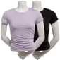 Juniors Pink Rose 2Pk Cotton Modal Crewneck Ruch Tee - image 1