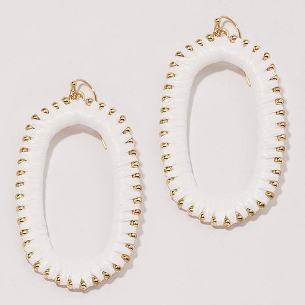 Ashley Cooper(tm) White Raffia Earrings w/ Gold-Tone Accents - image 