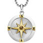 Mens Perry Ellis Yellow Tiger Eye Two-Tone Compass Pendant - image 1