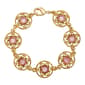 1928 Gold Tone Round Pink Stone Link Bracelet - image 1