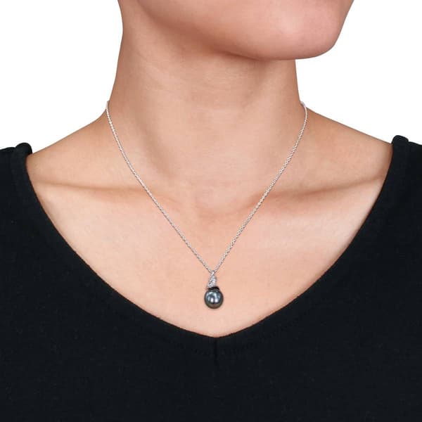 Gemstone Classics&#8482; Black Tahitian Pearl Twist Drop Pendant