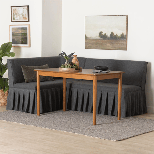 Baxton Studio Richard 3pc. Fabric Upholstered Dining Nook Set