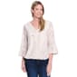 Womens Ali Miles Elbow Sleeve Laced Tie Front V-Neck Top - image 1