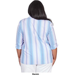 Plus Size Alfred Dunner Classics 3/4 Sleeve Stripe Button Down