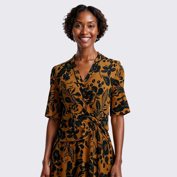 Womens Perceptions Elbow Sleeve Floral Wrap Dress - Boscov's