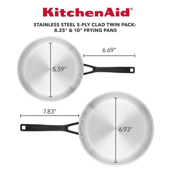 KitchenAid&#174; 2pc. 5-Ply Clad Stainless Steel Frying Pan Set