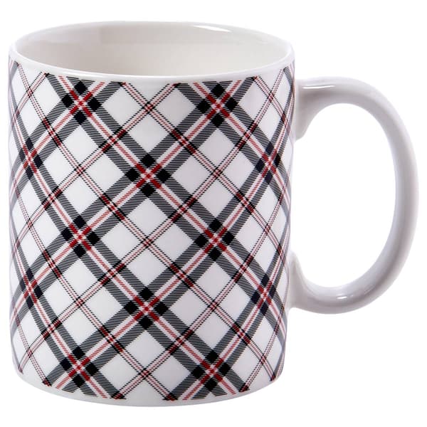 Kennedy Black Red & White Plaid Mug - image 