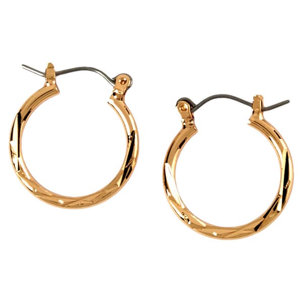 Design Collection Gold Diamond Cut Hoop Earrings - image 