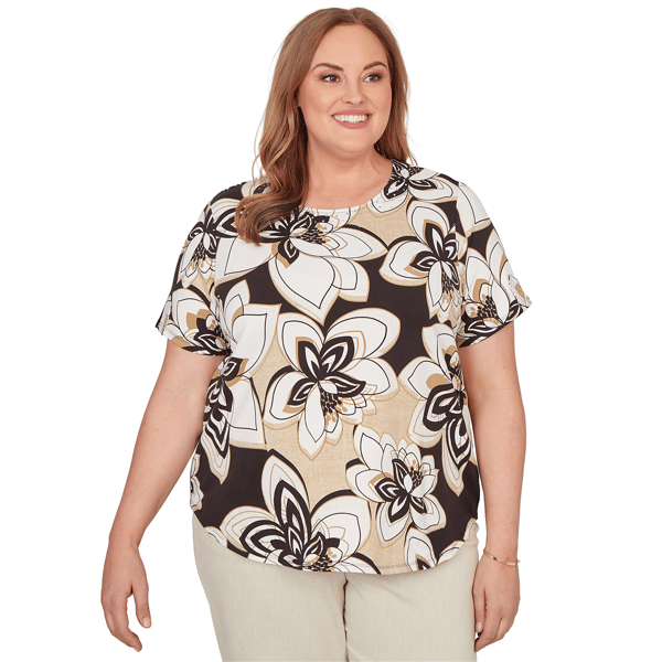 Plus Size Alfred Dunner Detail Driven Floral Stained Glass Blouse