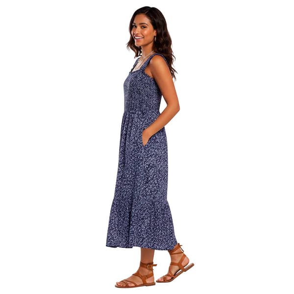 Womens beachlunchlounge Abstract Smock Ruffle Hem Midi Dress