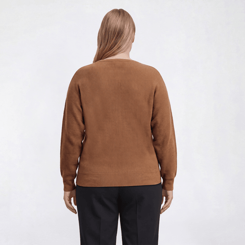 Plus Size Emily Daniels Dolman Sleeve V-Neck Bling Rib Sweater